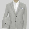 Naples Wide Herringbone Light Gray Tweed Suit