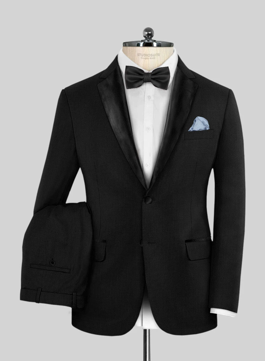 Napolean Black Wool Tuxedo Suit