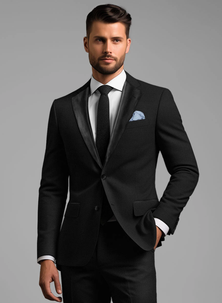 Napolean Black Wool Tuxedo Suit - Image 4