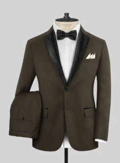 Napolean Mud Brown Wool Tuxedo Suit