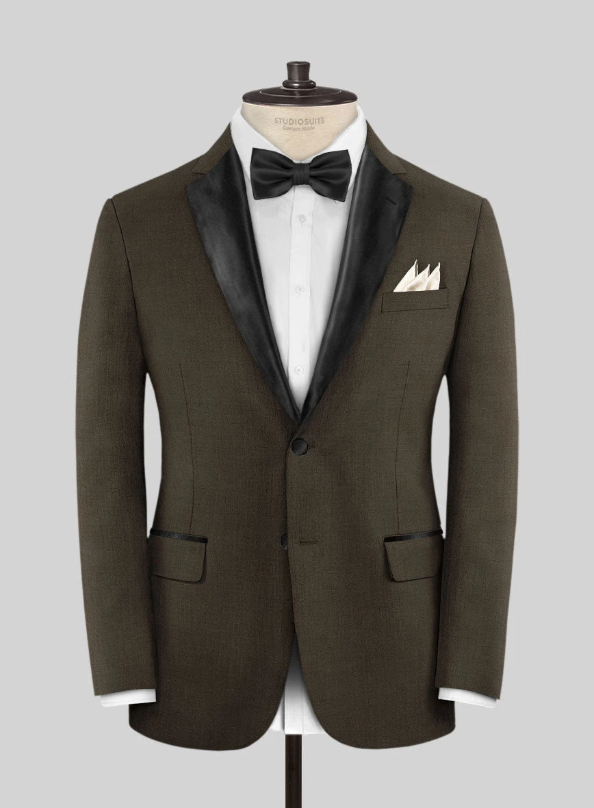 Napolean Mud Brown Wool Tuxedo Suit - Image 2