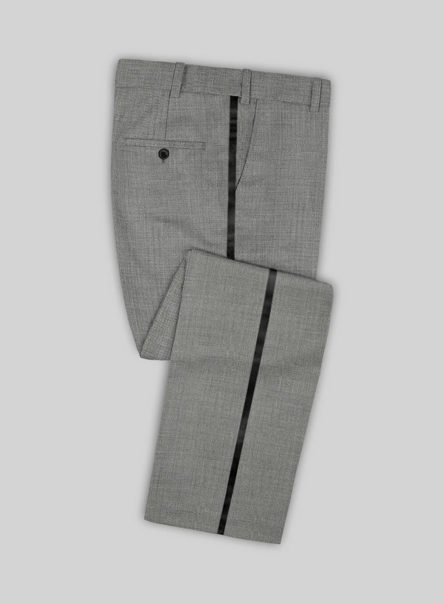 Napolean Sharkskin Light Gray Wool Tuxedo Suit - Image 3