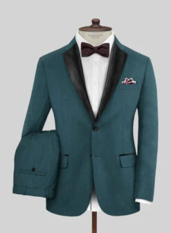 Napolean Stretch Teal Blue Wool Tuxedo Suit