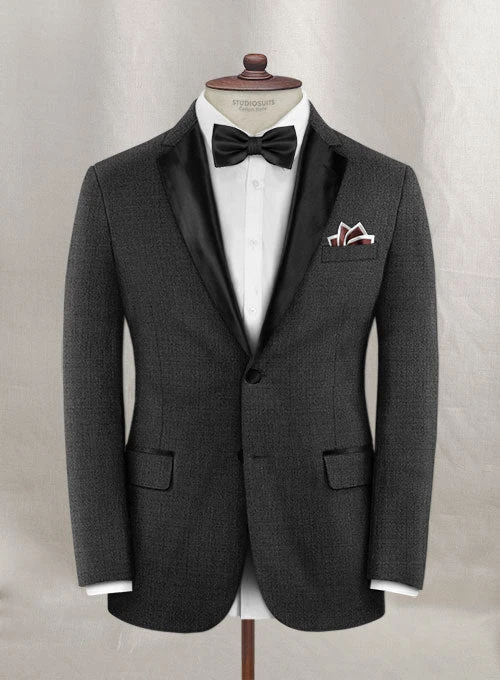 Napolean Stretch Charcoal Wool Tuxedo Suit - Image 3