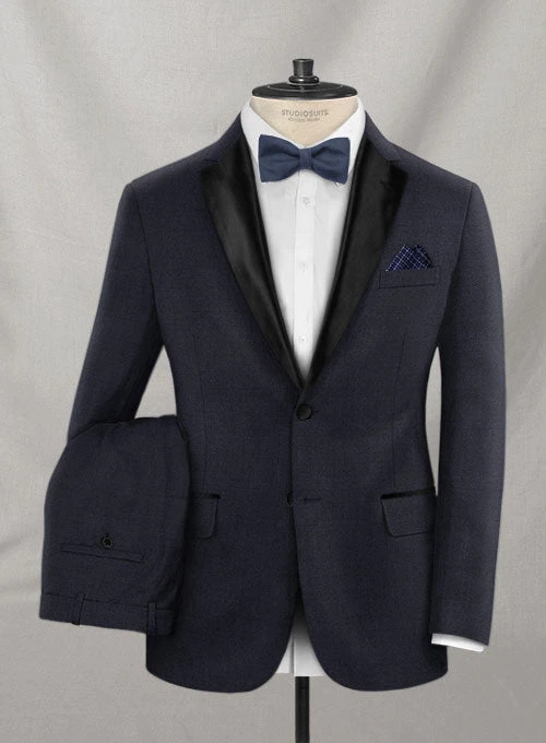 Napolean Stretch Navy Blue Wool Tuxedo Suit