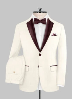 Napolean Stretch Ivory Wool Tuxedo Suit