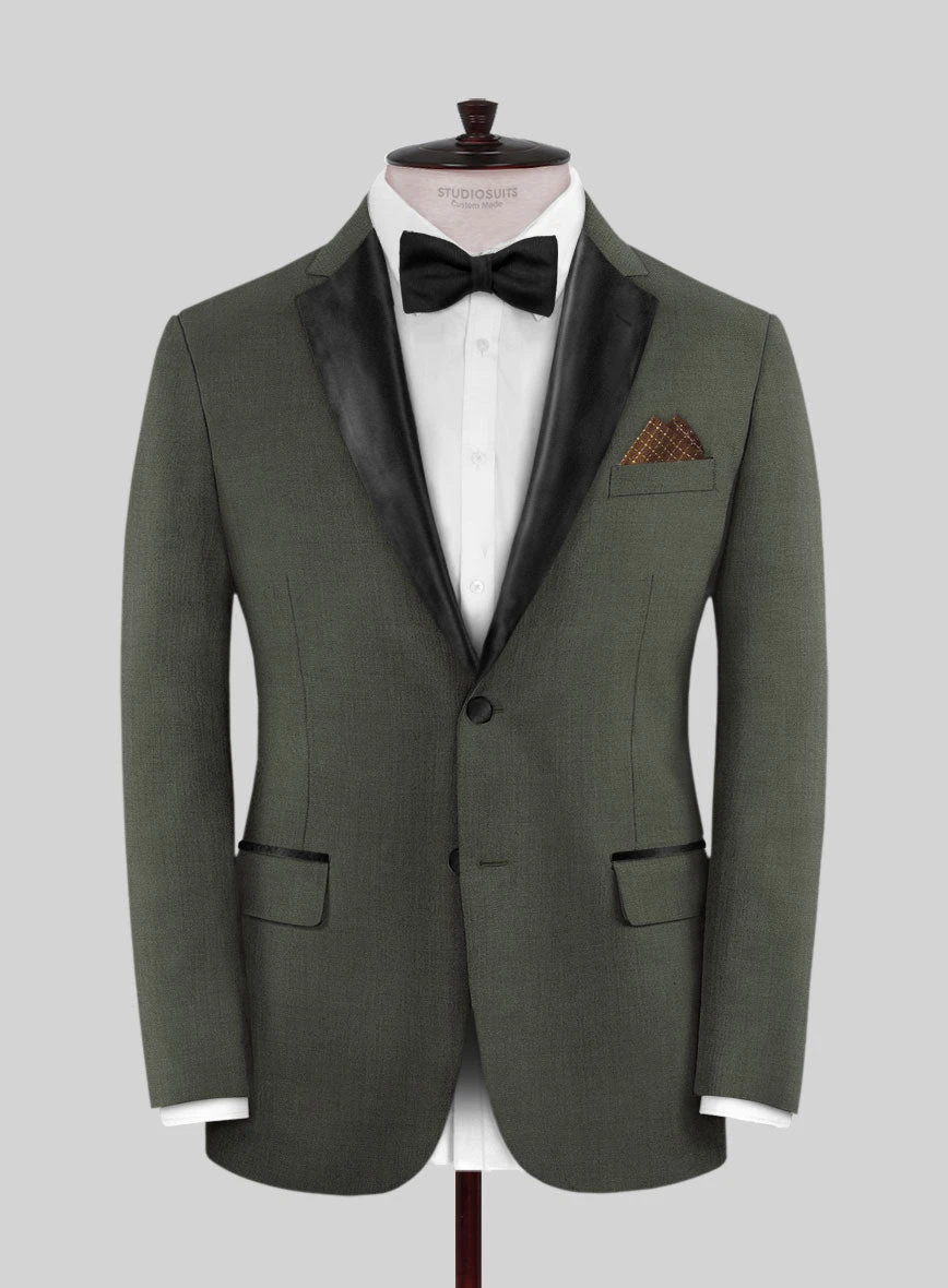Napolean Stretch Olive Green Wool Tuxedo Suit - Image 2