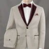 Napolean Stretch Pale Brown Wool Tuxedo Suit