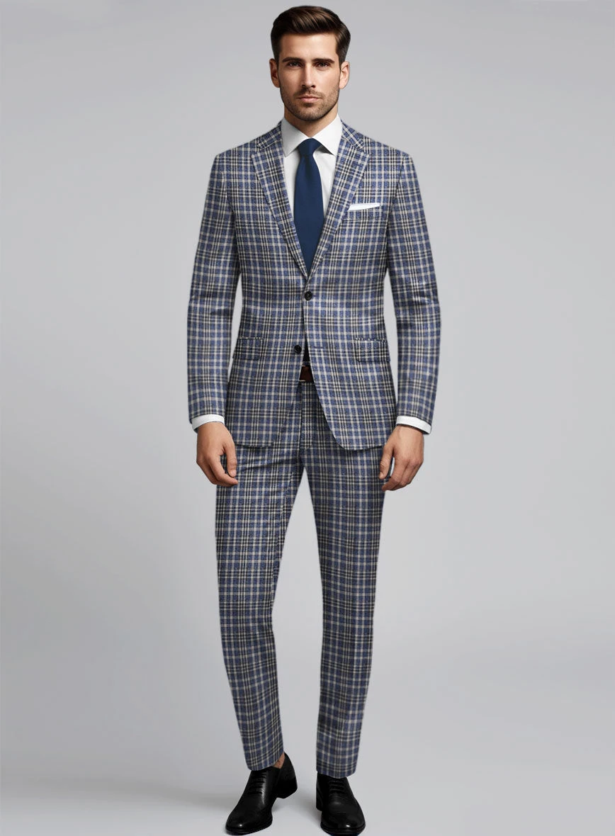 Noble Dante Blue Cotton Silk Linen Suit - Image 2