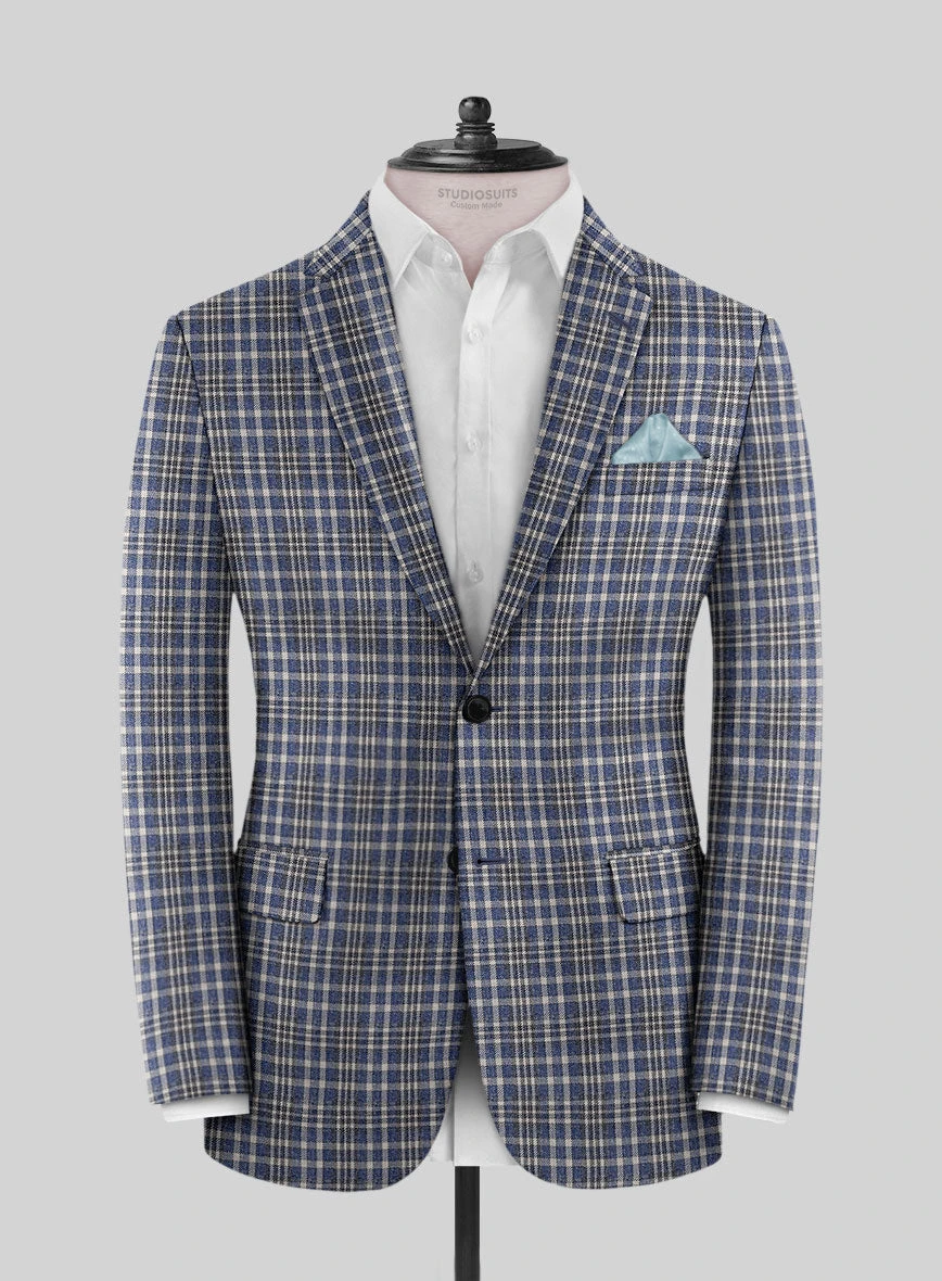 Noble Dante Blue Cotton Silk Linen Suit - Image 3