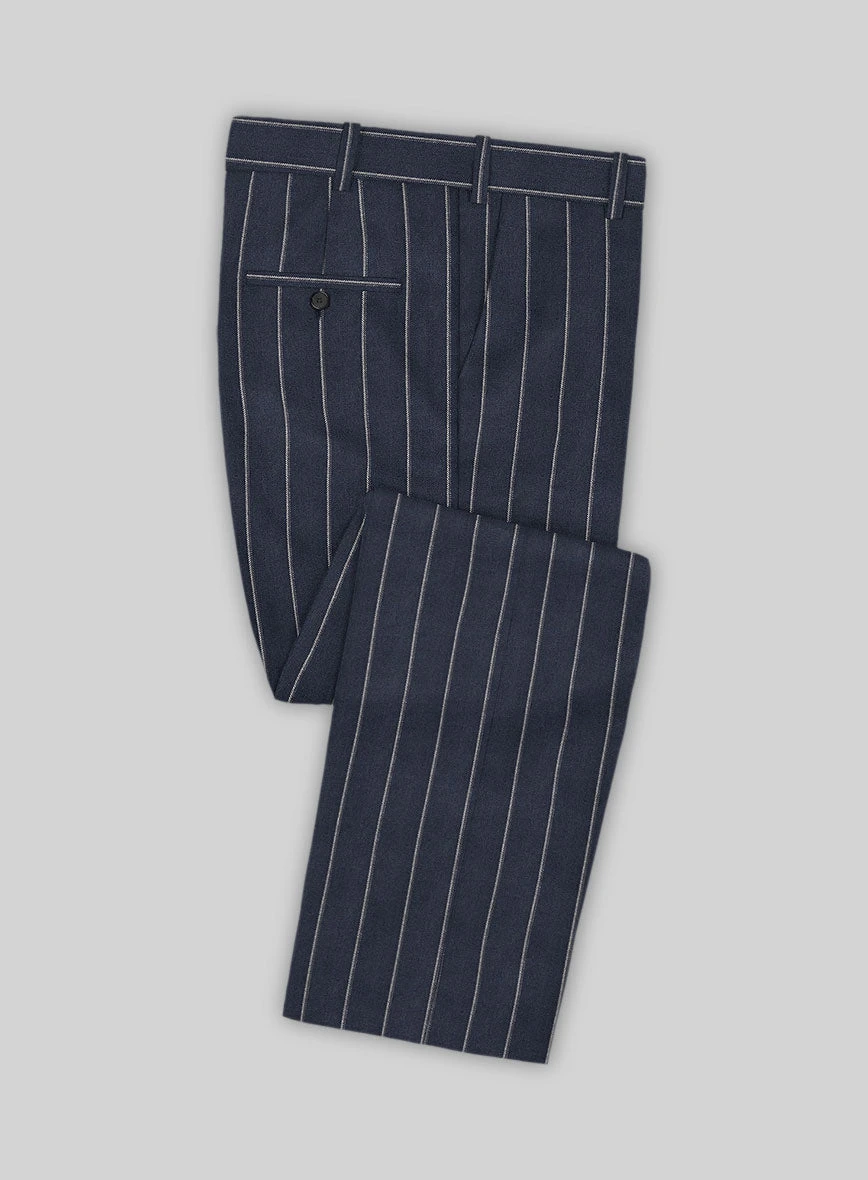 Noble Loredana Blue Stripe Cotton Silk Linen Suit - Image 5