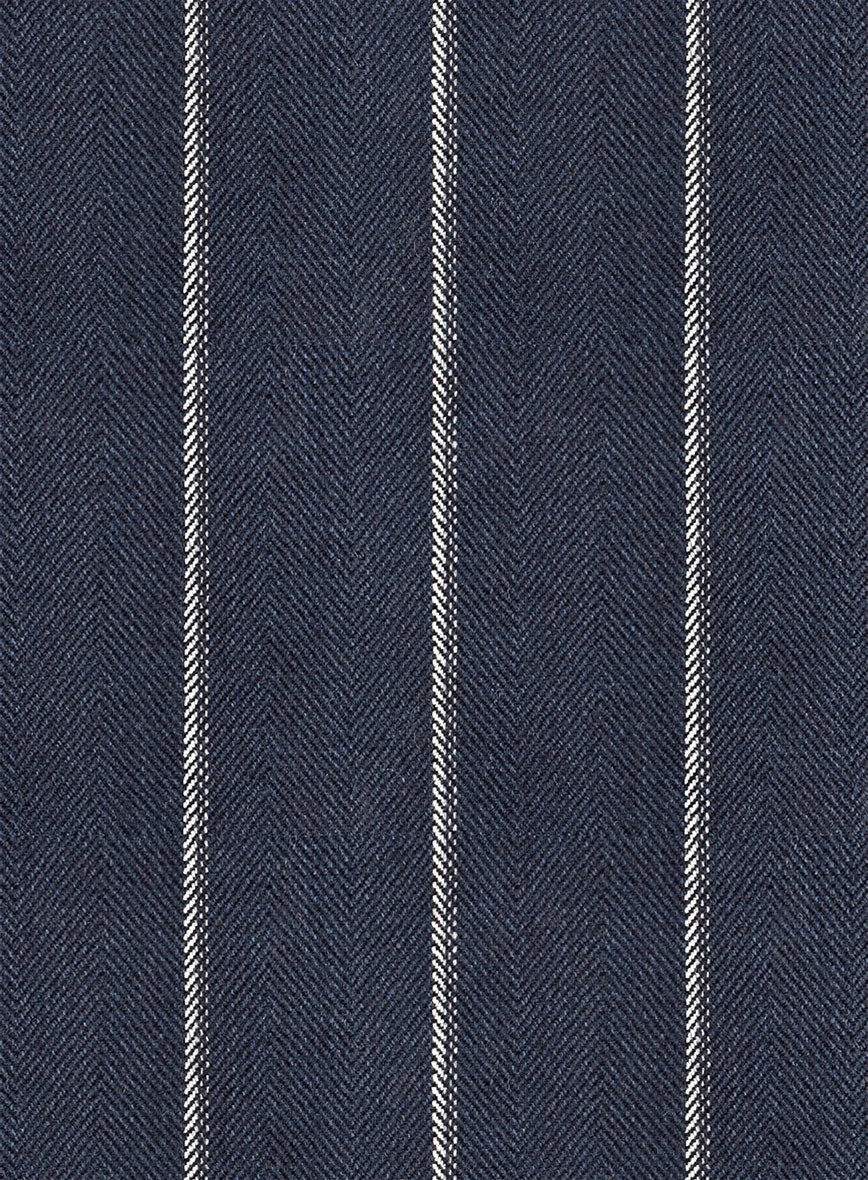Noble Loredana Blue Stripe Cotton Silk Linen Suit - Image 7