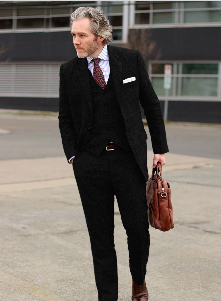 Pure Black Linen Suit - Image 3