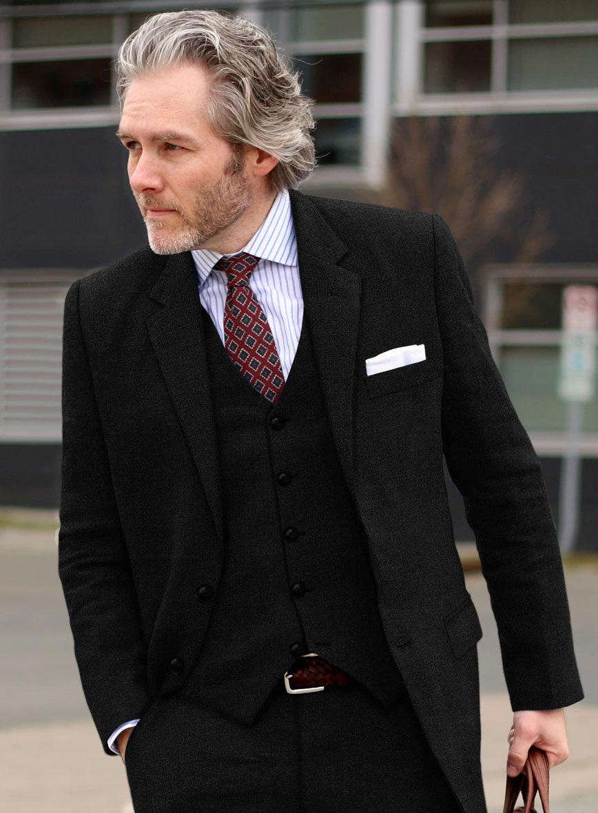 Pure Black Linen Suit - Image 5