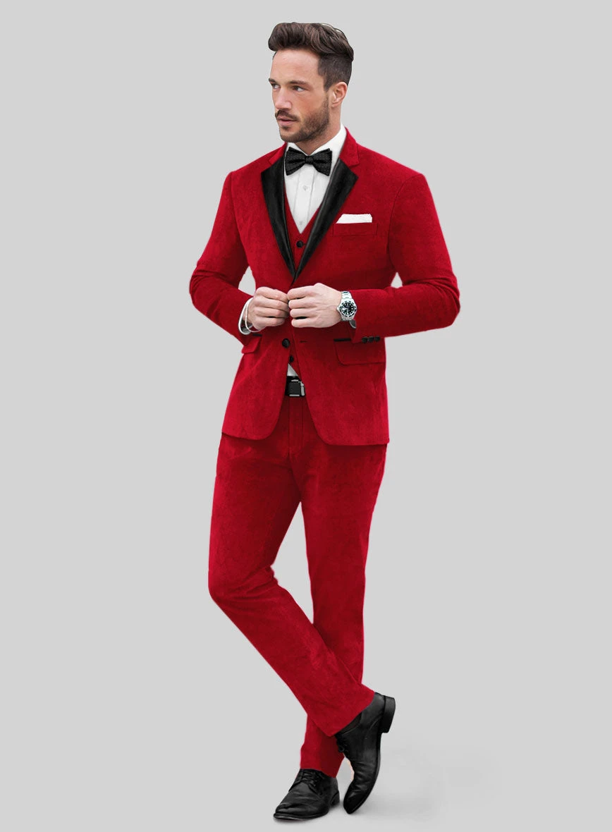 Red Velvet Tuxedo Suit - Image 2