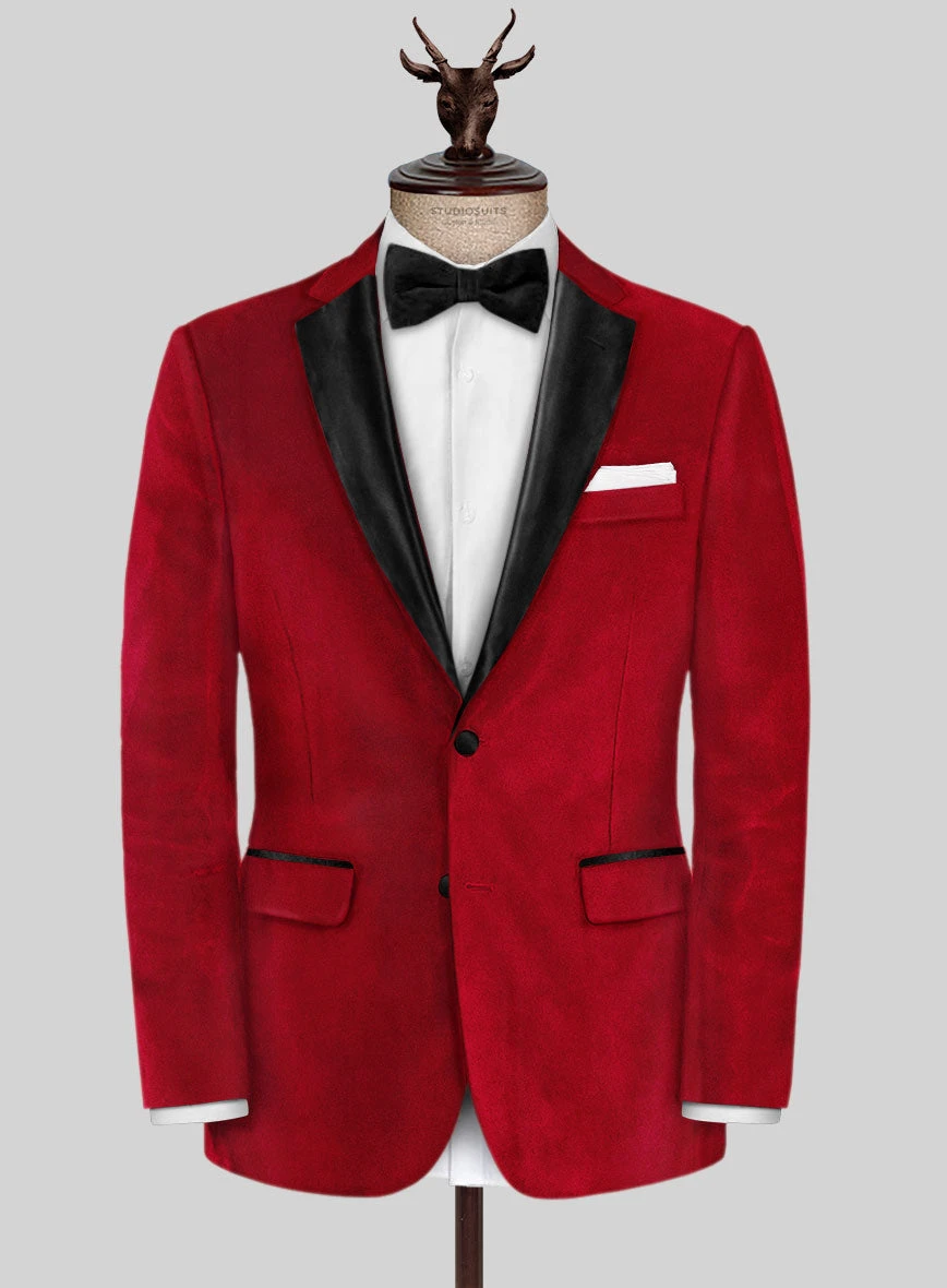 Red Velvet Tuxedo Suit - Image 3