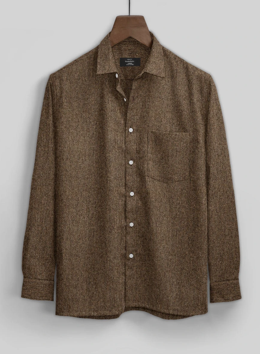 Rust Herringbone Tweed Shirt - Image 2