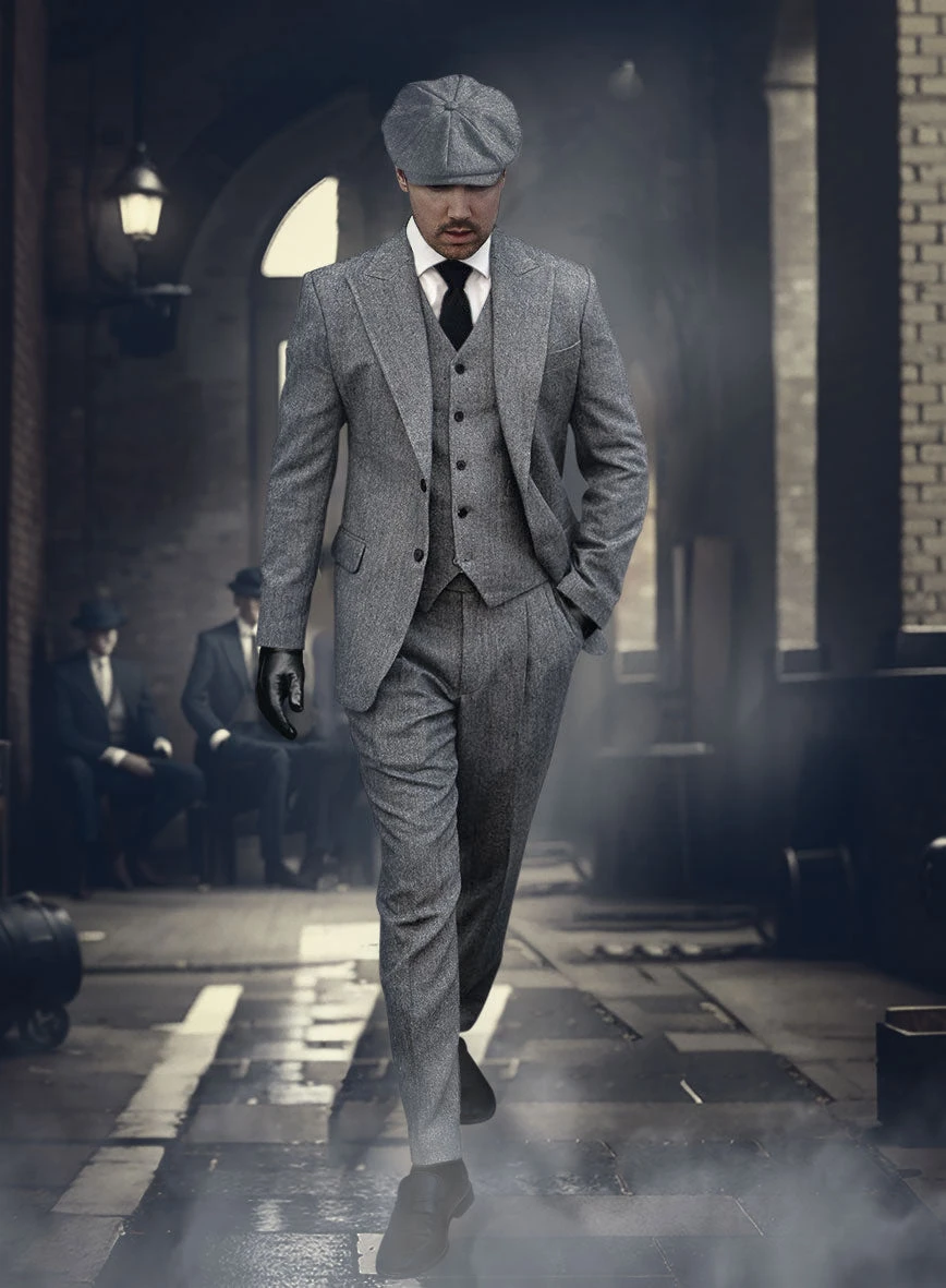 Thomas Shelby Peaky Blinders Vintage Gray Tweed Suit - Image 2