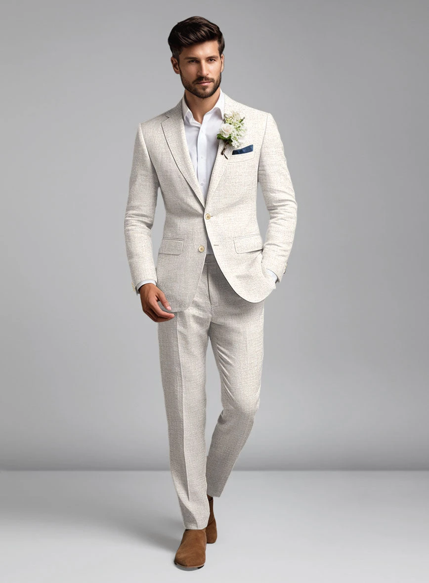 Tropical Beige Pure Linen Suit