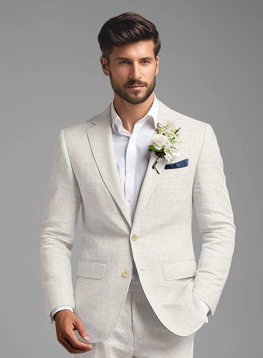 Tropical Beige Pure Linen Suit - Image 2