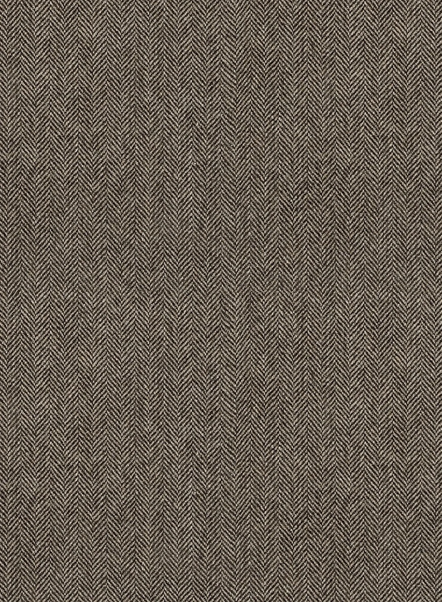 Vintage Dark Brown Herringbone Tweed Suit - Leather Trims - Image 8