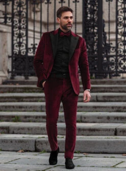 Wine Velvet Tuxedo Suit